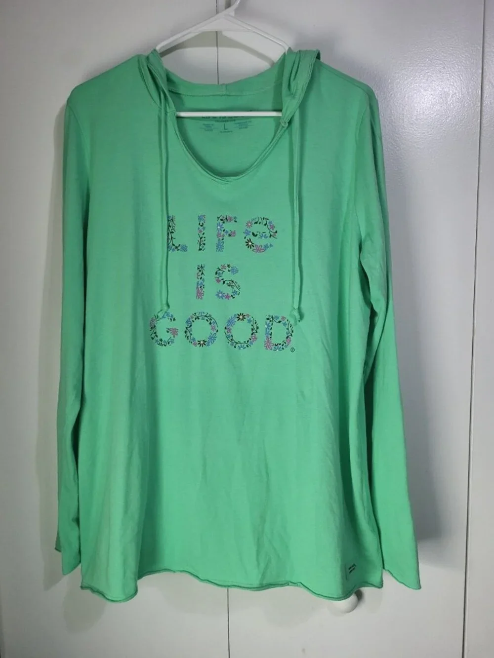 Life is Good Women's SZ LG L/S Crusher Lite Hoodie LIG Floral Stack Green Beach - Picture 1 of 7